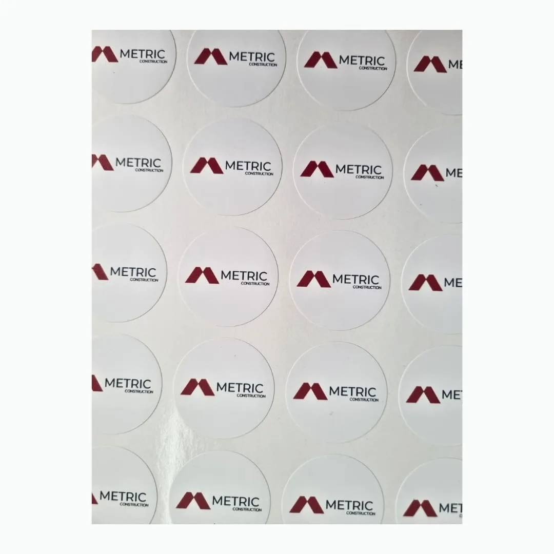 Sheet of kiss cut round logo stickers