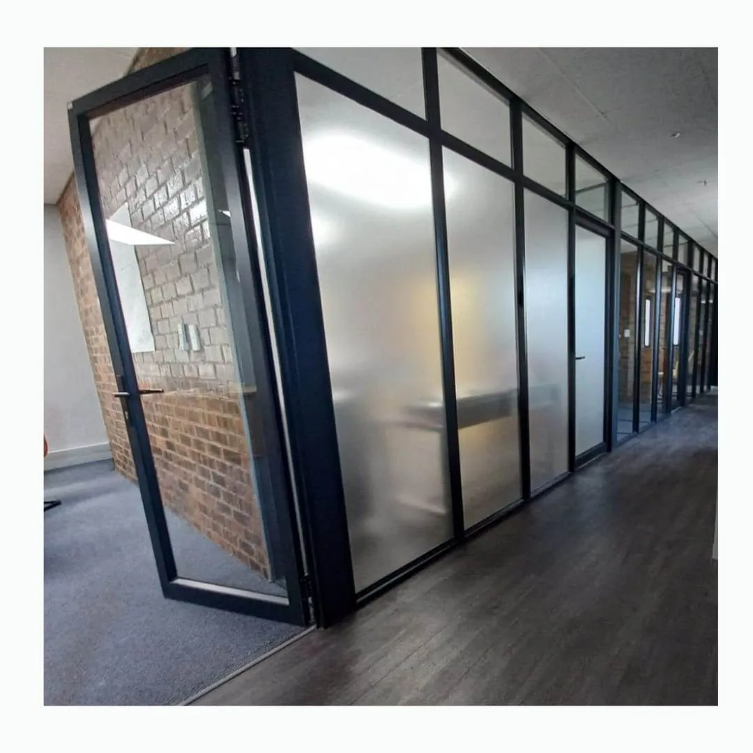 Frosted vinyl privacy film applied to office glass