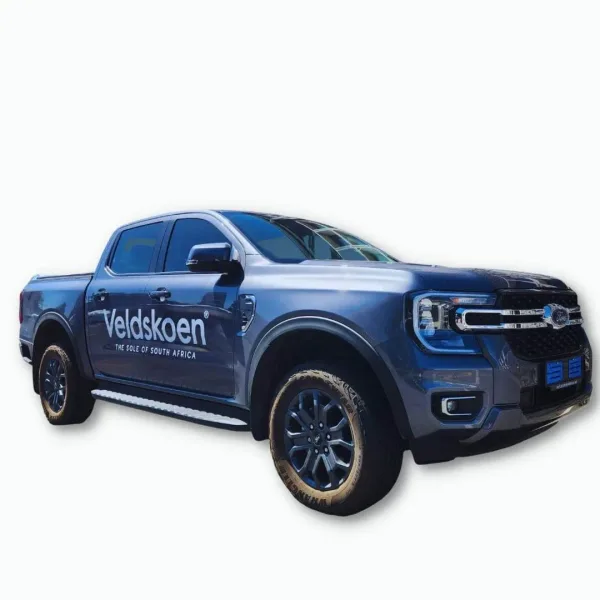 Printed and cut vehicle decals on a bakkie