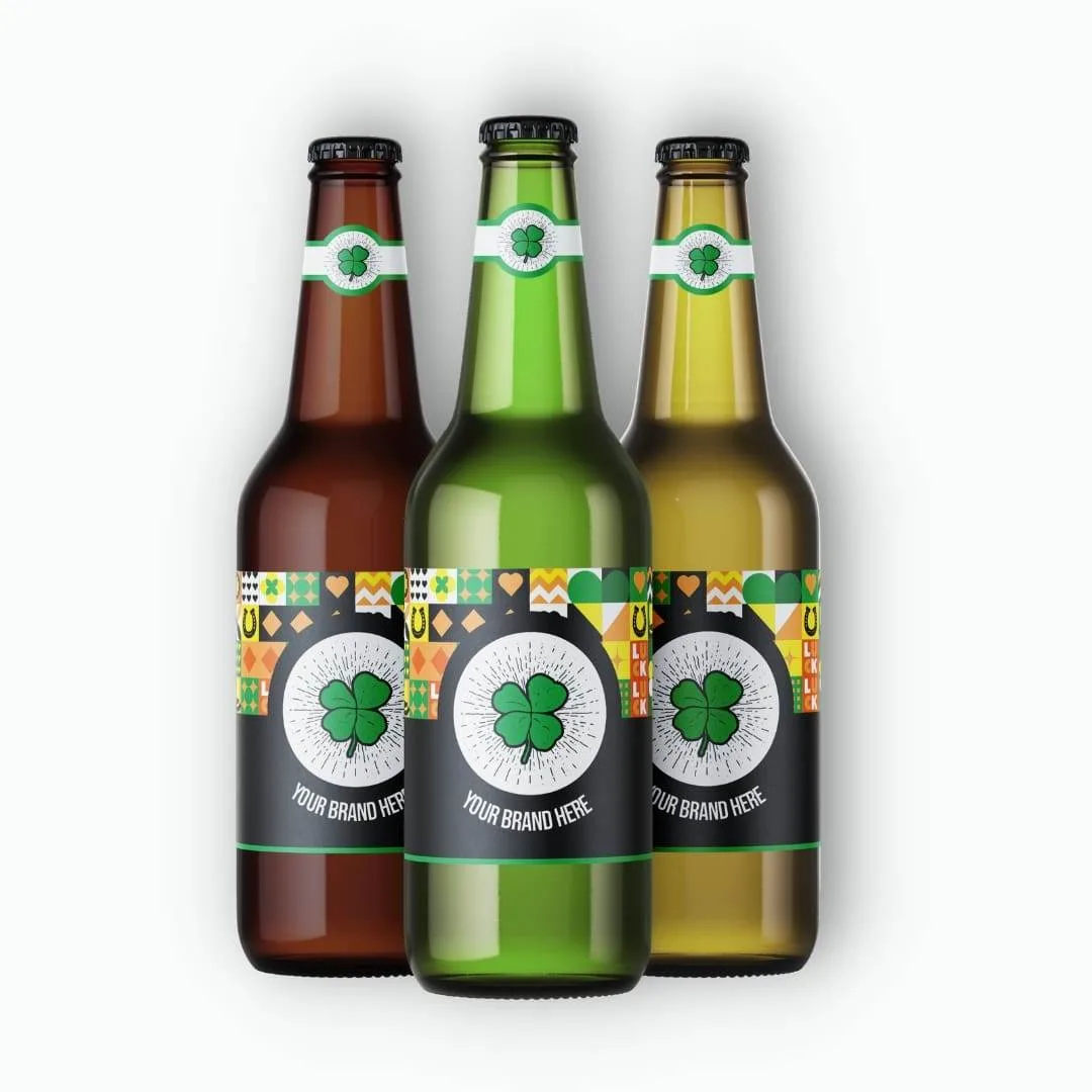Beer bottles with custom printed full colour front and neck labels