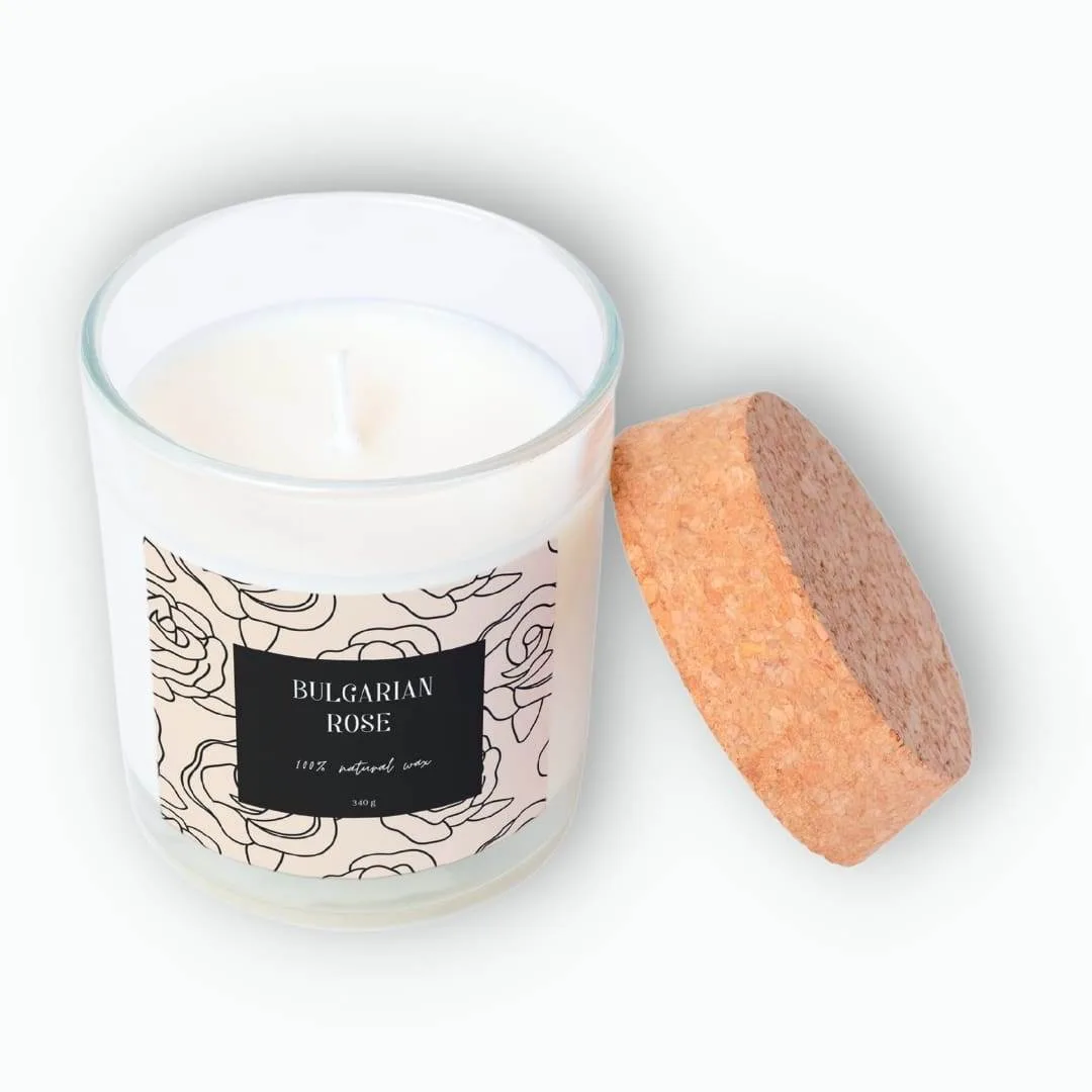 Candle jar with a custom printed product label