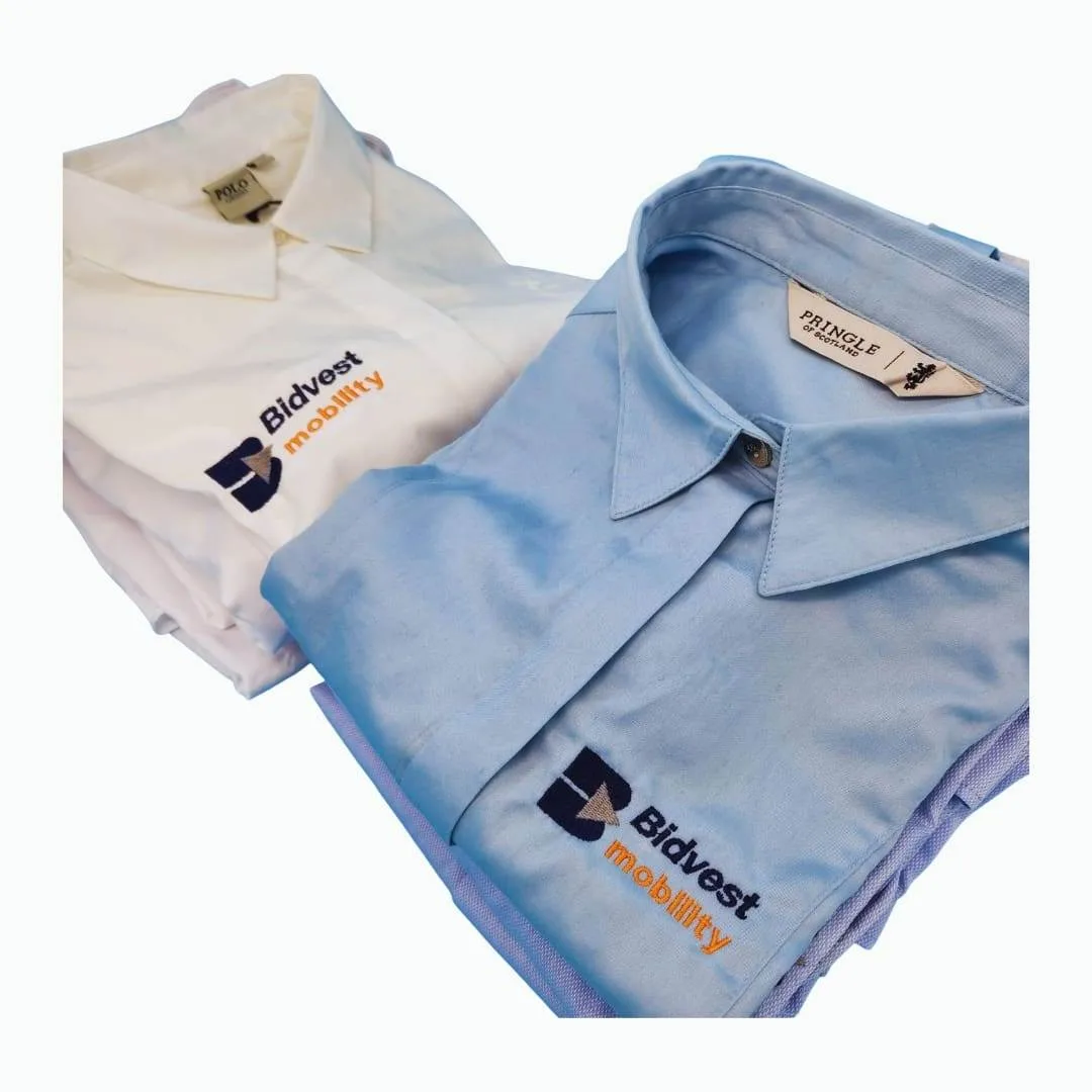 Corporate lounge shirts with an embroidered company logo