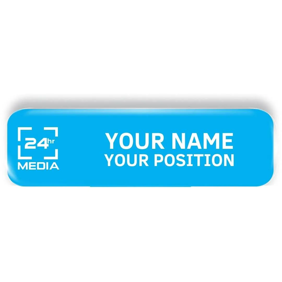 Custom printed magnetic name tag with company logo, staff name and job title