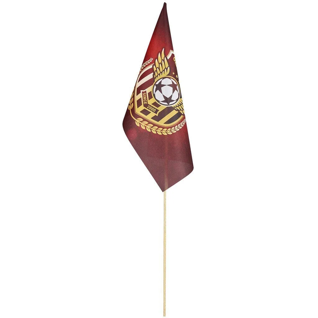 Sports club hand held flag printed in full colour on polyester