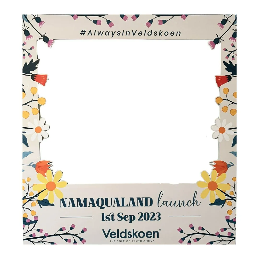 Floral custom printed selfie frame for a product launch event