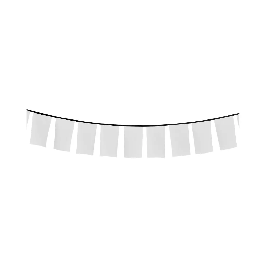 A string of plain white rectangular bunting flags hanging against a clean background, showing the rectangular layout option.