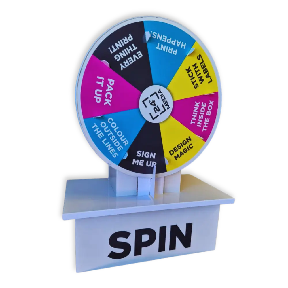 Custom branded desktop prize spinning wheel
