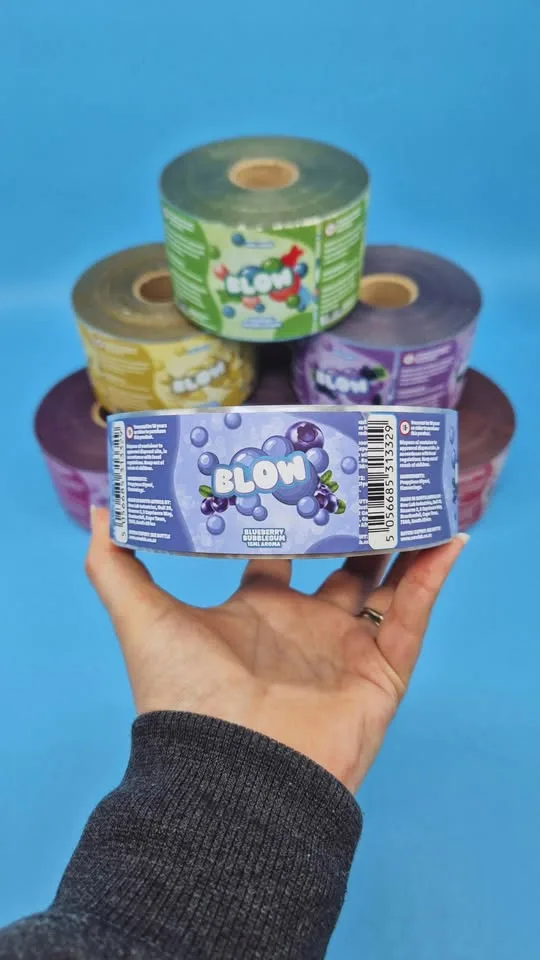 Printed roll labels for the Blow range
