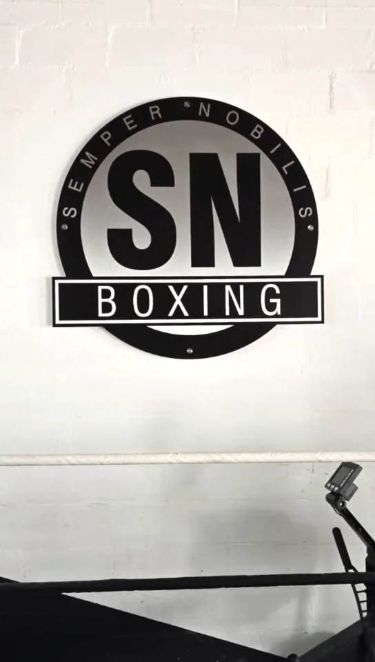 SN Boxing built-up wall sign mounted in the gym