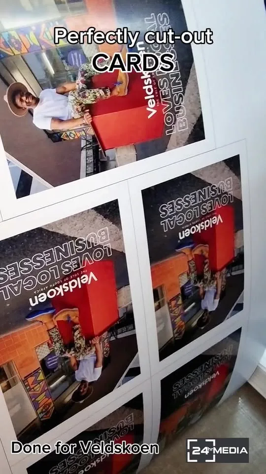 Die-cut printed cards produced for Veldskoen