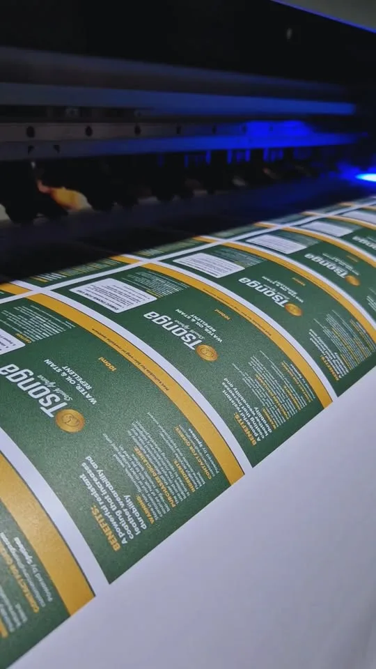 A printed label run being finished