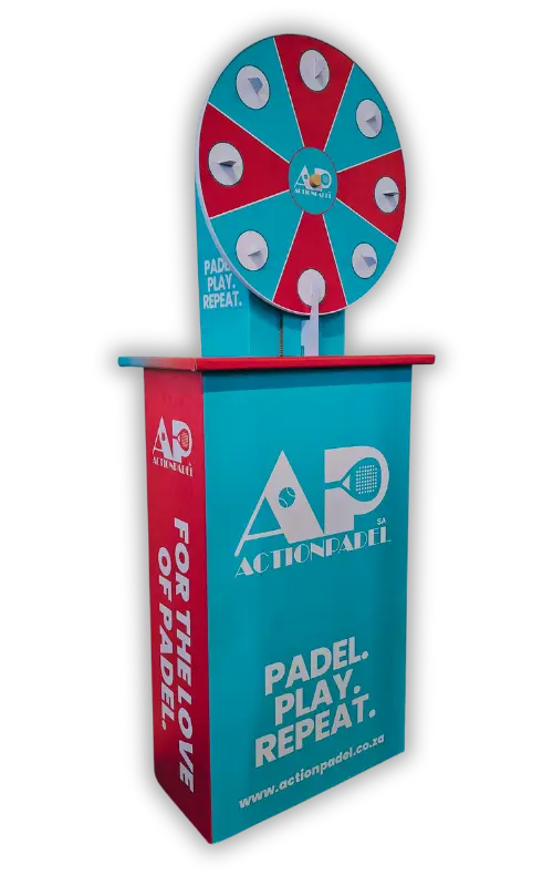 Action Padel custom point of sale build spinning wheel