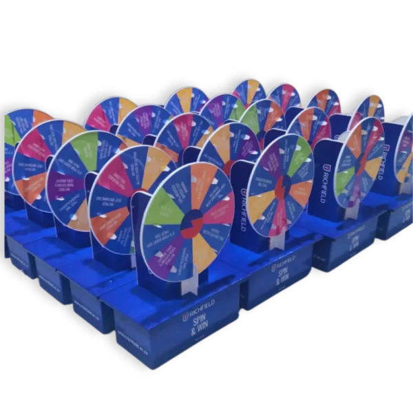 Bulk order of custom branded desktop spinning wheels for Richfield